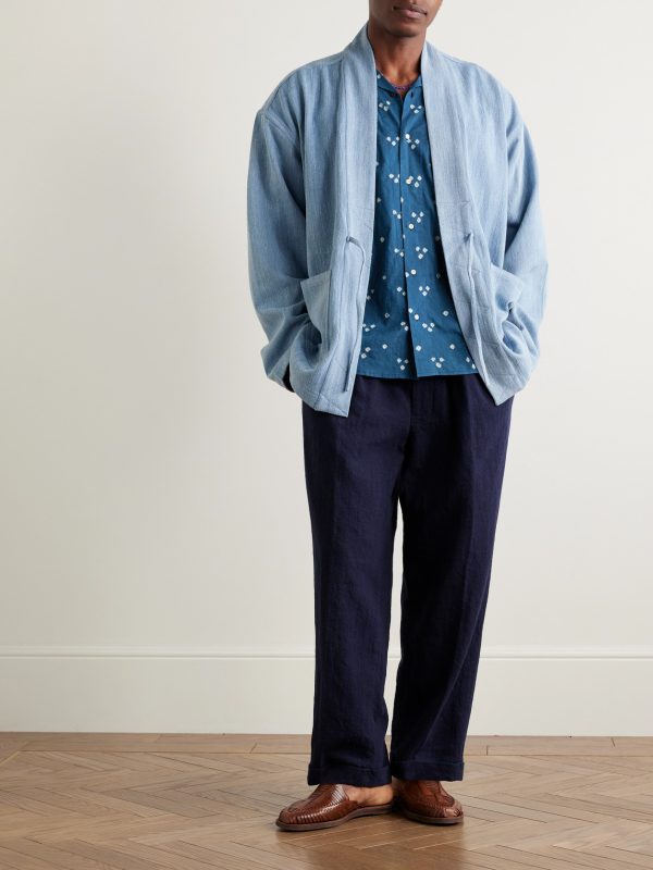 Lamar Convertible-Collar Embroidered Printed Cotton-Voile Shirt - OU