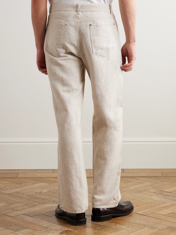 Edward Straight-Leg Linen and Cotton-Blend Trousers - BK Edward Straight-Leg Linen and Cotton-Blend Trousers - BK