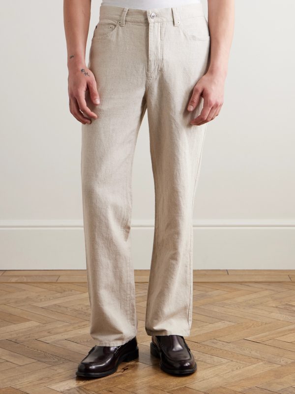 Edward Straight-Leg Linen and Cotton-Blend Trousers - FR Edward Straight-Leg Linen and Cotton-Blend Trousers - FR