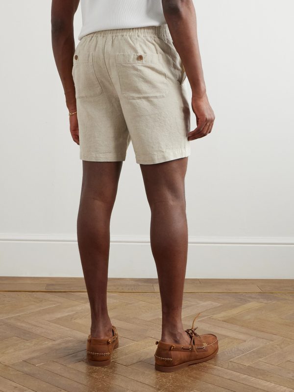 Straight-Leg Linen and Cotton-Blend Drawstring Shorts - BK Straight-Leg Linen and Cotton-Blend Drawstring Shorts - BK