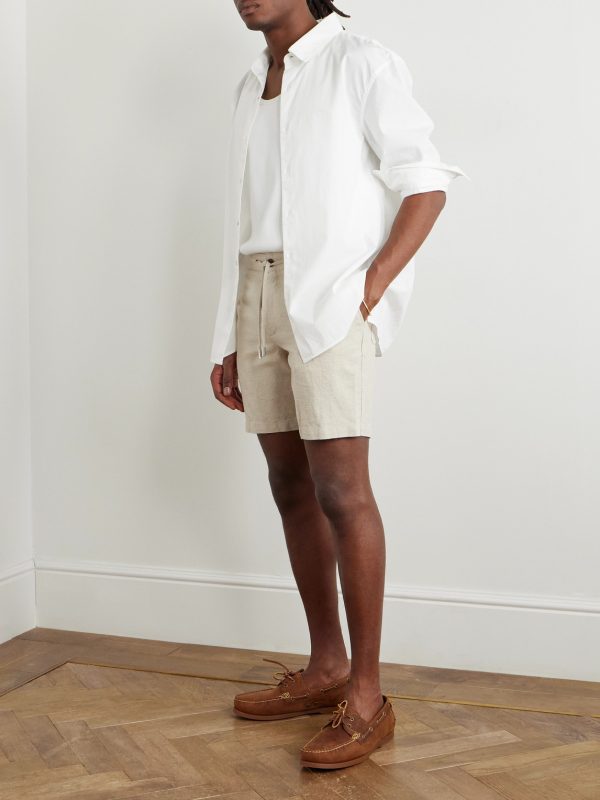 Straight-Leg Linen and Cotton-Blend Drawstring Shorts - OU Straight-Leg Linen and Cotton-Blend Drawstring Shorts - OU