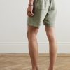 Straight-Leg Garment-Dyed Linen Drawstring Bermuda Shorts - BK