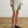 Straight-Leg Garment-Dyed Linen Drawstring Bermuda Shorts - FR