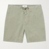 Straight-Leg Garment-Dyed Linen Drawstring Bermuda Shorts
