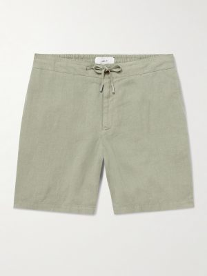 Straight-Leg Garment-Dyed Linen Drawstring Bermuda Shorts Straight-Leg Garment-Dyed Linen Drawstring Bermuda Shorts