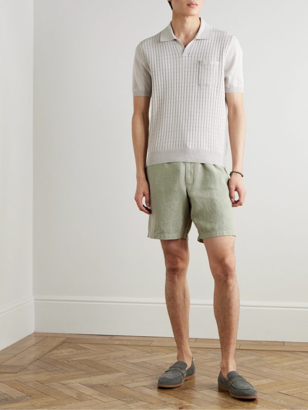 Straight-Leg Garment-Dyed Linen Drawstring Bermuda Shorts - OU