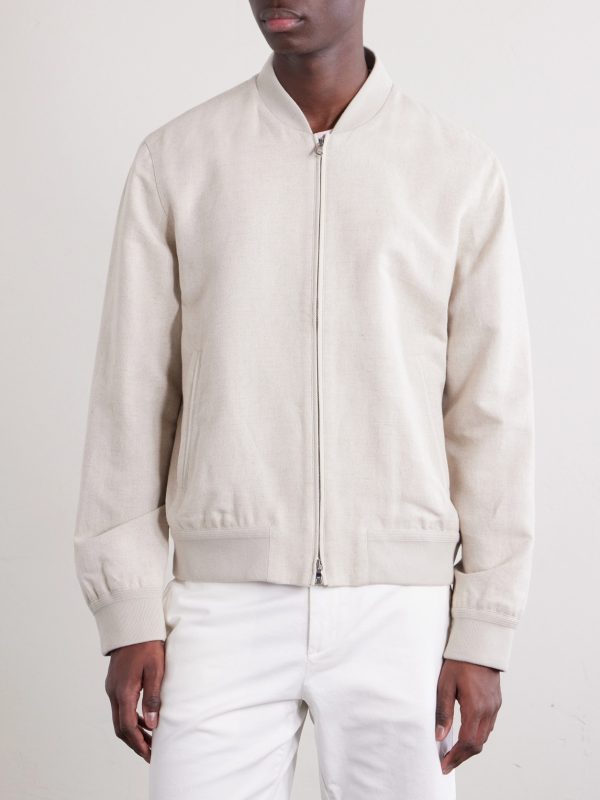 Linen and Cotton-Blend Bomber Jacket - FR Linen and Cotton-Blend Bomber Jacket - FR