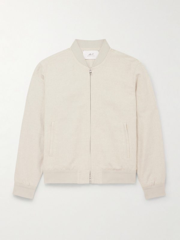 Linen and Cotton-Blend Bomber Jacket Linen and Cotton-Blend Bomber Jacket