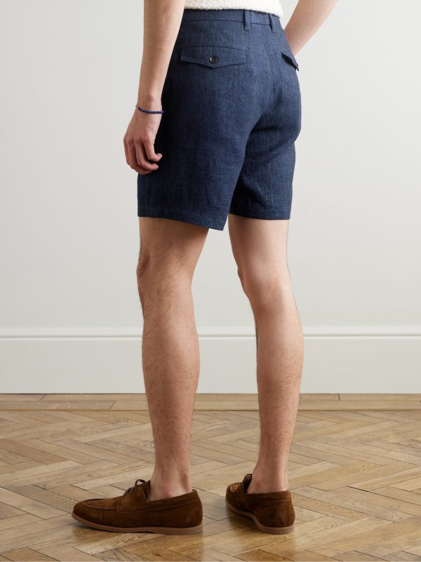 Straight-Leg Linen-Chambray Bermuda Shorts - BK