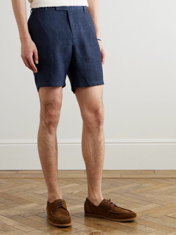 Straight-Leg Linen-Chambray Bermuda Shorts - FR