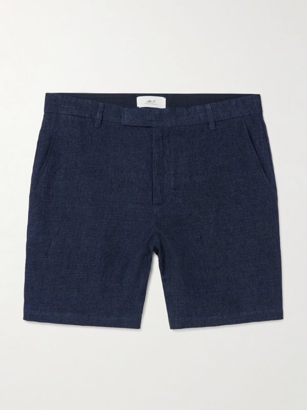 Straight-Leg Linen-Chambray Bermuda Shorts