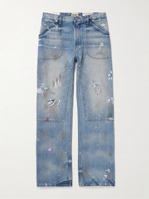 Branko Carpenter Straight-Leg Distressed Jeans Branko Carpenter Straight-Leg Distressed Jeans