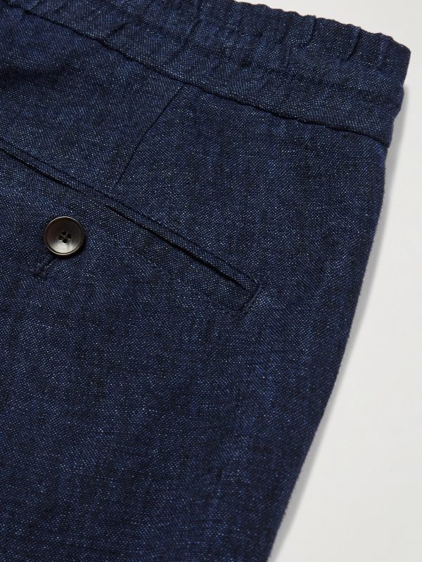 James Straight-Leg Linen-Chambray Drawstring Trousers - CU James Straight-Leg Linen-Chambray Drawstring Trousers - CU