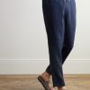 James Straight-Leg Linen-Chambray Drawstring Trousers - FR James Straight-Leg Linen-Chambray Drawstring Trousers - FR