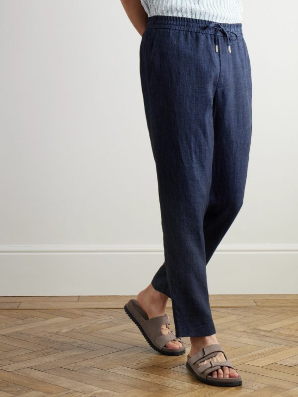 James Straight-Leg Linen-Chambray Drawstring Trousers - FR James Straight-Leg Linen-Chambray Drawstring Trousers - FR