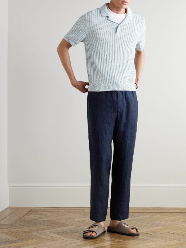 James Straight-Leg Linen-Chambray Drawstring Trousers - OU James Straight-Leg Linen-Chambray Drawstring Trousers - OU