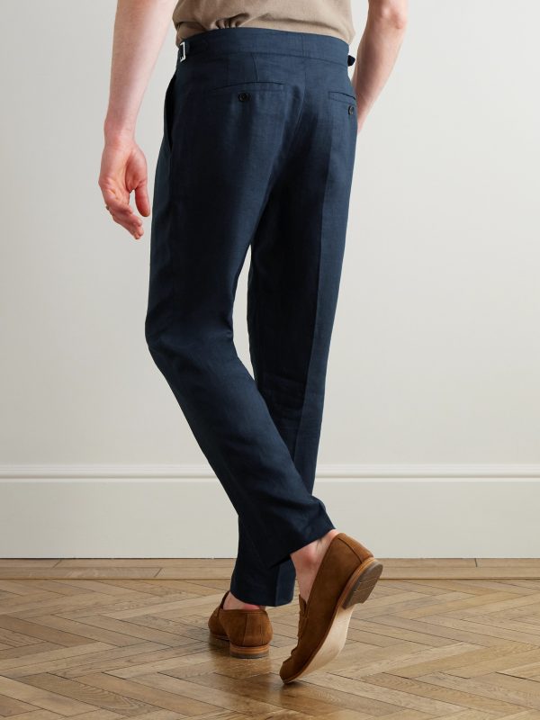 Steve Tapered Pleated Linen Trousers - BK Steve Tapered Pleated Linen Trousers - BK