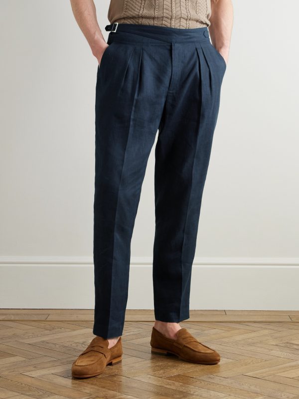 Steve Tapered Pleated Linen Trousers - FR Steve Tapered Pleated Linen Trousers - FR