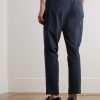 Steve Straight-Leg Pleated Organic Cotton-Blend Seersucker Trousers - BK Steve Straight-Leg Pleated Organic Cotton-Blend Seersucker Trousers - BK