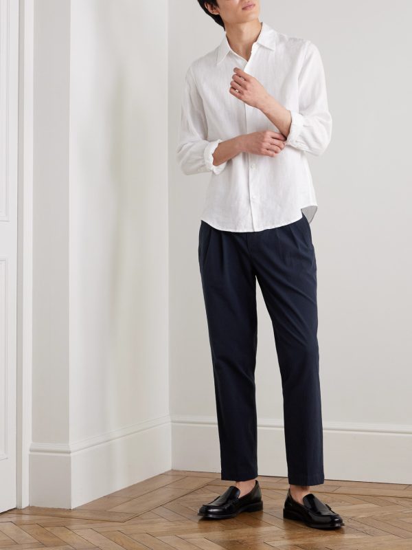 Steve Straight-Leg Pleated Organic Cotton-Blend Seersucker Trousers - OU Steve Straight-Leg Pleated Organic Cotton-Blend Seersucker Trousers - OU