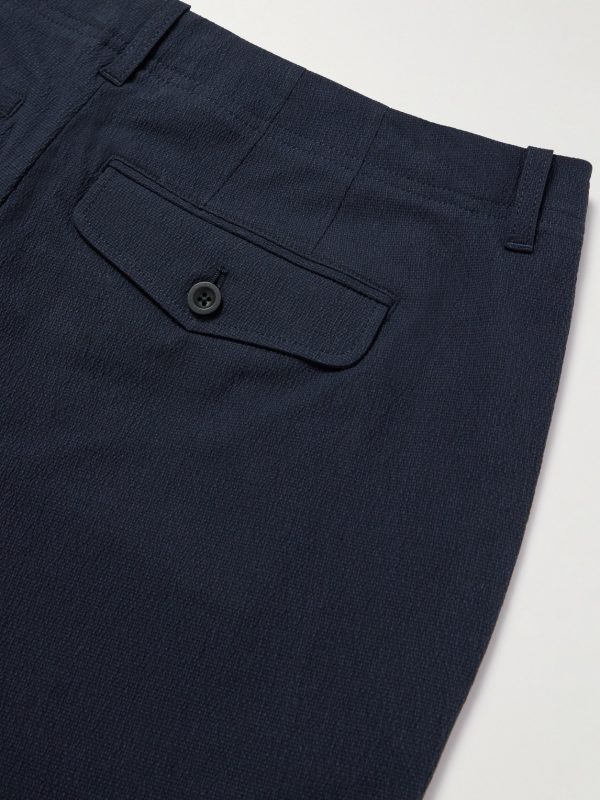 Straight-Leg Cotton-Blend Seersucker Shorts - CU Straight-Leg Cotton-Blend Seersucker Shorts - CU