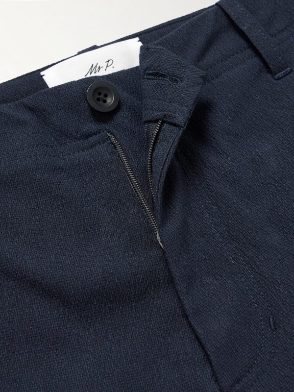 Straight-Leg Cotton-Blend Seersucker Shorts - E1 Straight-Leg Cotton-Blend Seersucker Shorts - E1