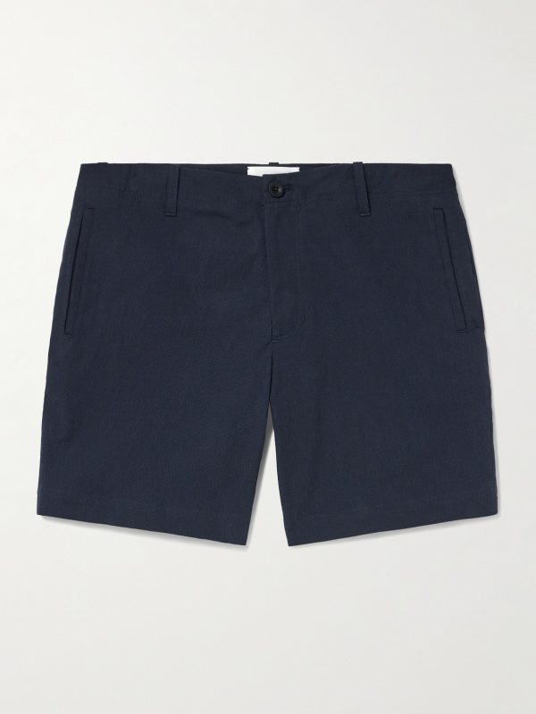 Straight-Leg Cotton-Blend Seersucker Shorts Straight-Leg Cotton-Blend Seersucker Shorts