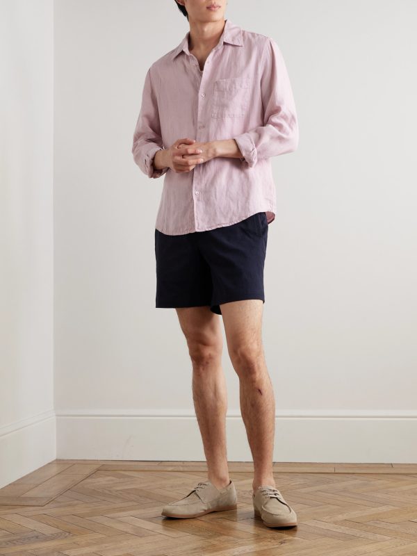Straight-Leg Cotton-Blend Seersucker Shorts - OU Straight-Leg Cotton-Blend Seersucker Shorts - OU