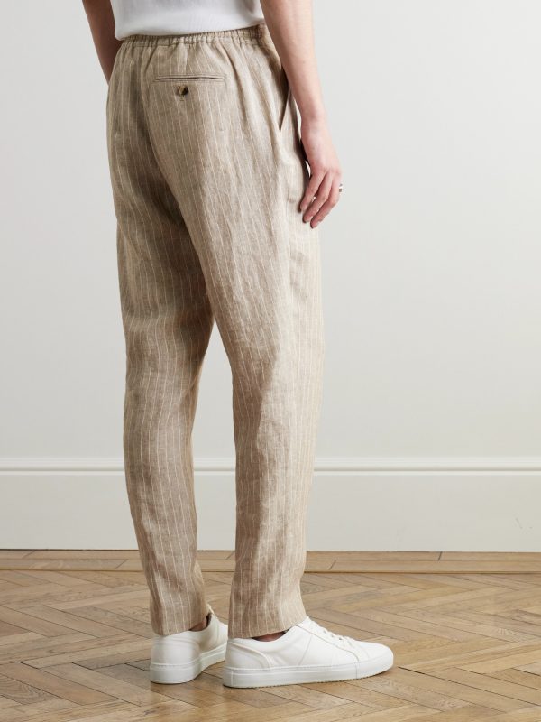 James Straight-Leg Striped Linen Suit Trousers - BK