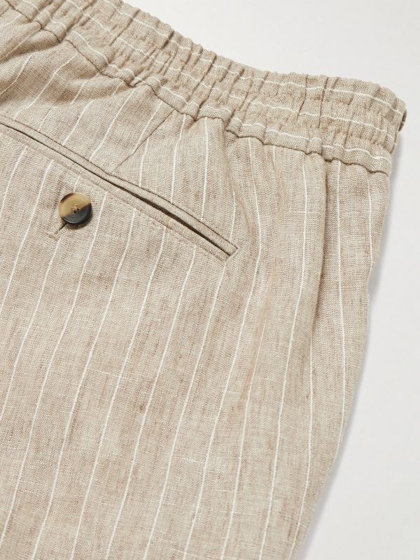 James Straight-Leg Striped Linen Suit Trousers - CU