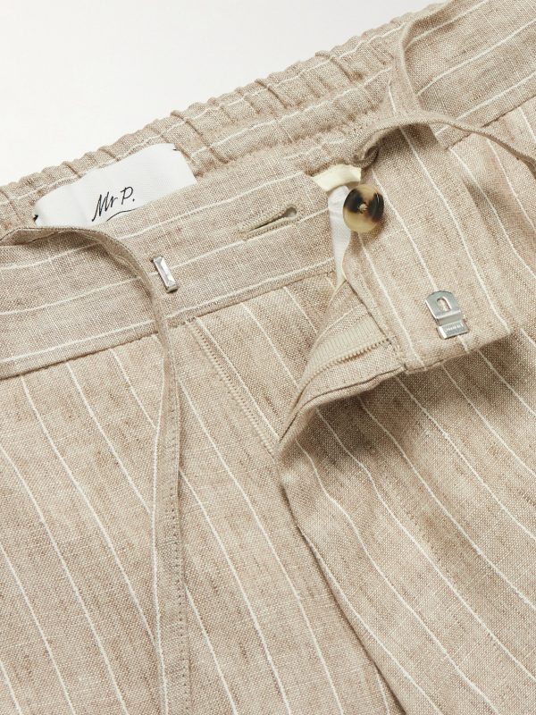 James Straight-Leg Striped Linen Suit Trousers - E1