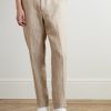 James Straight-Leg Striped Linen Suit Trousers - FR