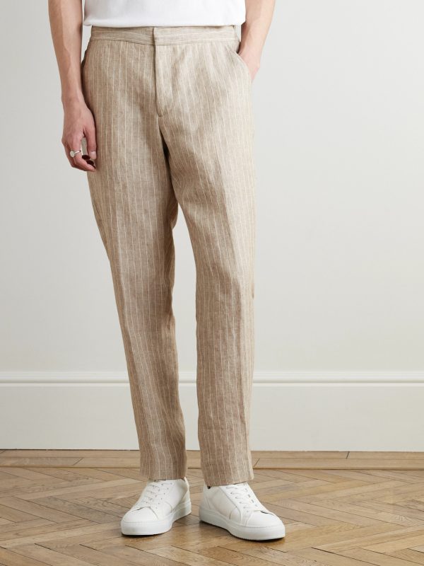 James Straight-Leg Striped Linen Suit Trousers - FR