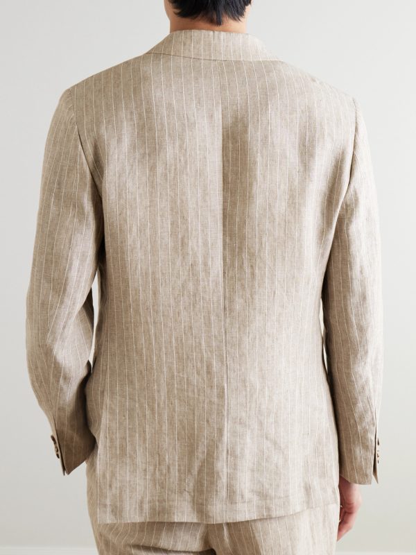 Striped Linen Suit Jacket - BK Striped Linen Suit Jacket - BK