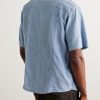 Convertible-Collar Striped Cotton-Seersucker Shirt - BK Convertible-Collar Striped Cotton-Seersucker Shirt - BK