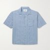 Convertible-Collar Striped Cotton-Seersucker Shirt Convertible-Collar Striped Cotton-Seersucker Shirt