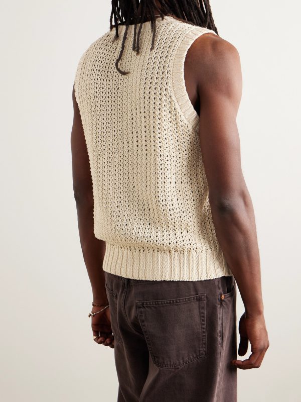 Open-Knit Organic Cotton Sweater Vest - BK