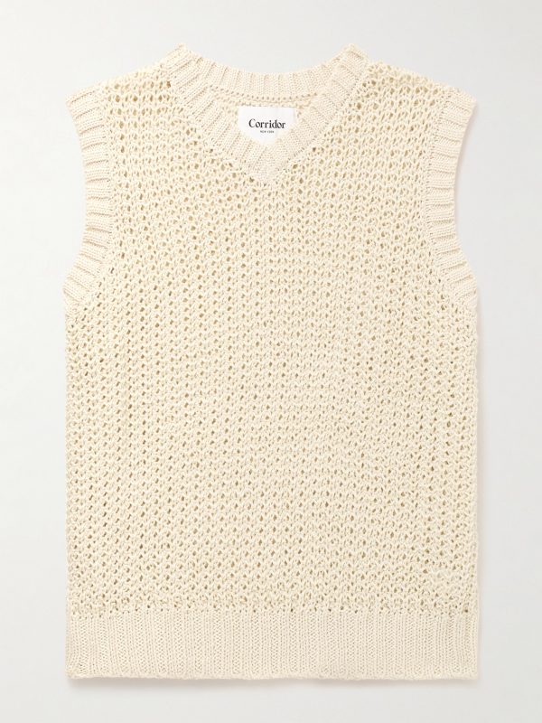 Open-Knit Organic Cotton Sweater Vest