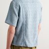 Camp-Collar Textured-Cotton Shirt - BK