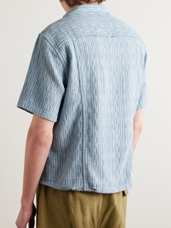 Camp-Collar Textured-Cotton Shirt - BK