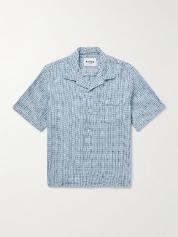 Camp-Collar Textured-Cotton Shirt