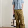 Camp-Collar Textured-Cotton Shirt - OU