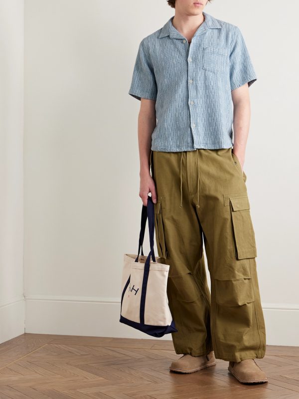 Camp-Collar Textured-Cotton Shirt - OU