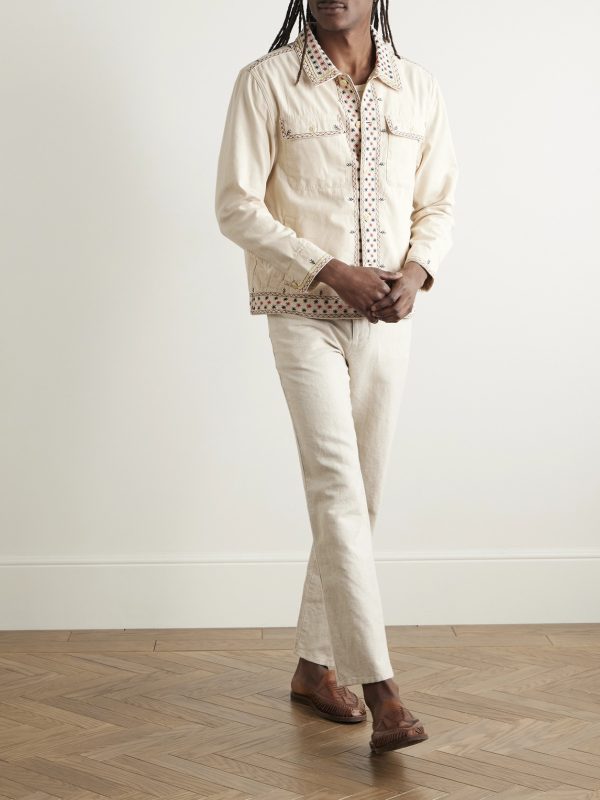 Starlight Embroidered Cotton-Canvas Jacket - OU Starlight Embroidered Cotton-Canvas Jacket - OU