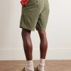 Straight-Leg Pleated Garment-Dyed Cotton-Blend Twill Shorts - BK