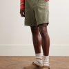 Straight-Leg Pleated Garment-Dyed Cotton-Blend Twill Shorts - FR