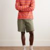 Straight-Leg Pleated Garment-Dyed Cotton-Blend Twill Shorts - OU