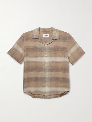 Asheville Convertible-Collar Checked Linen and Cotton-Blend Shirt Asheville Convertible-Collar Checked Linen and Cotton-Blend Shirt