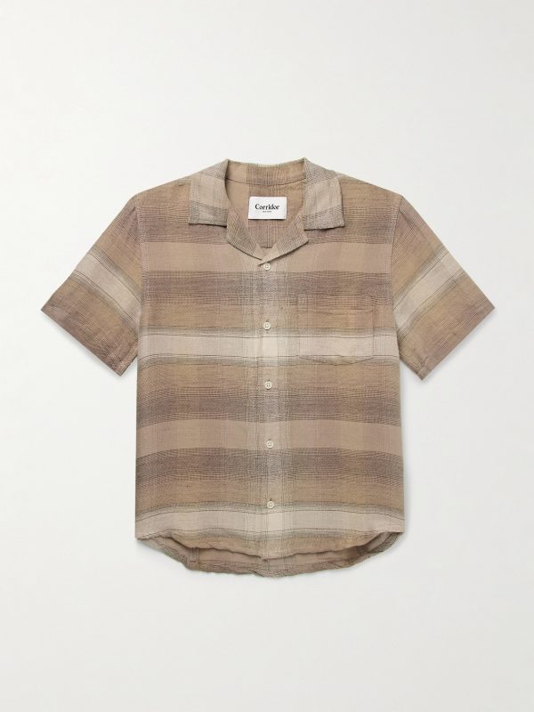 Asheville Convertible-Collar Checked Linen and Cotton-Blend Shirt Asheville Convertible-Collar Checked Linen and Cotton-Blend Shirt