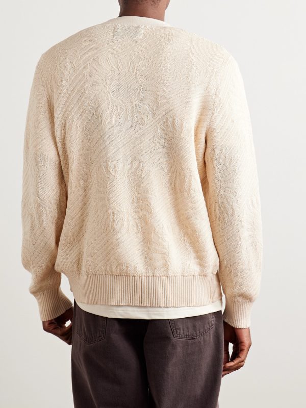Sunflower Jacquard-Knit Organic Mercerised Cotton Cardigan - BK Sunflower Jacquard-Knit Organic Mercerised Cotton Cardigan - BK